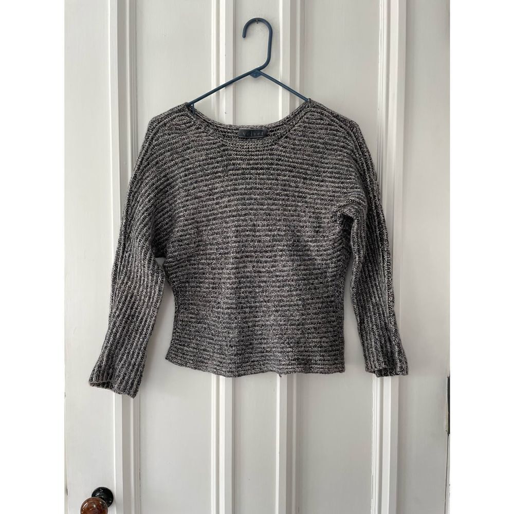 Velvet black and beige striped sweater M